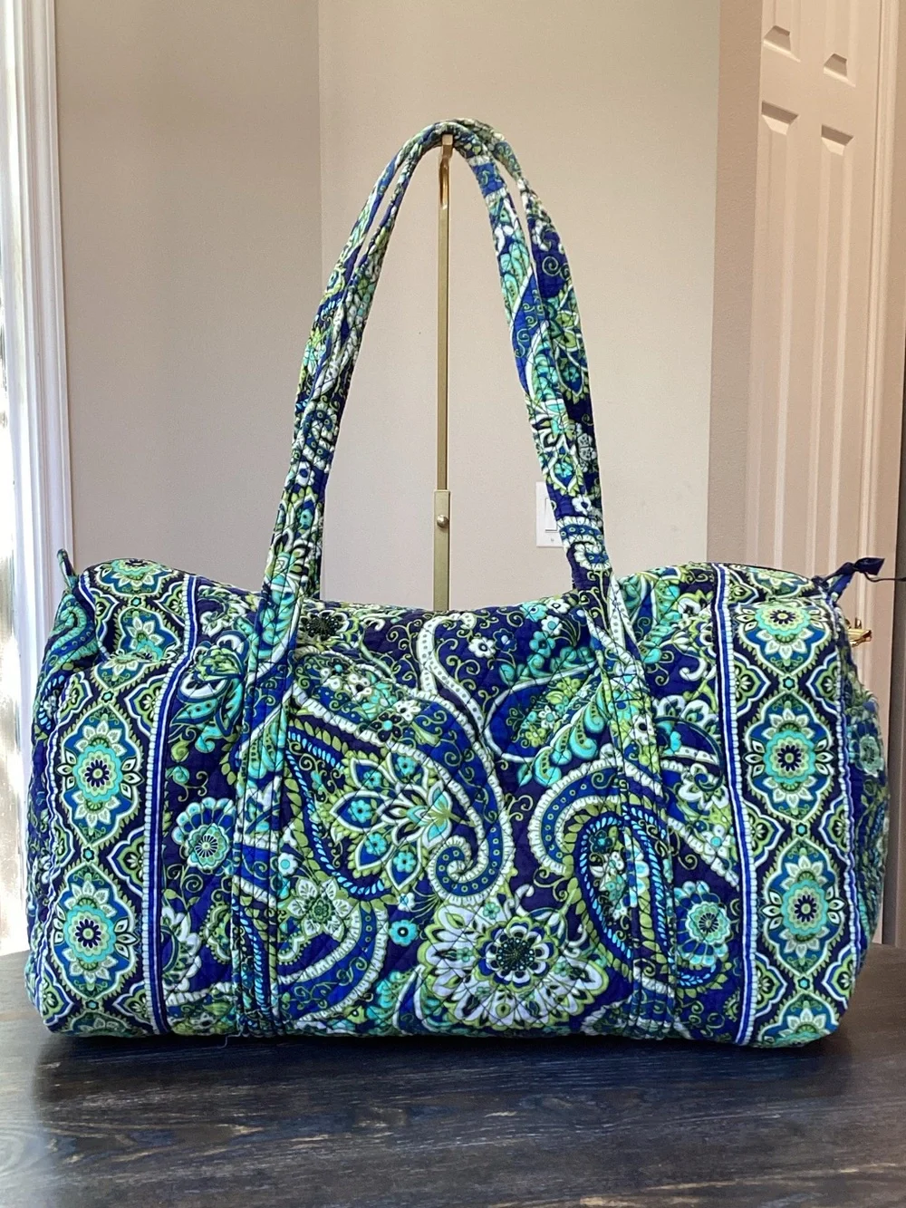 Vera Bradley Rhythm and Blues Quilted Paisley Travel Duffel - Picture 1 of 8
